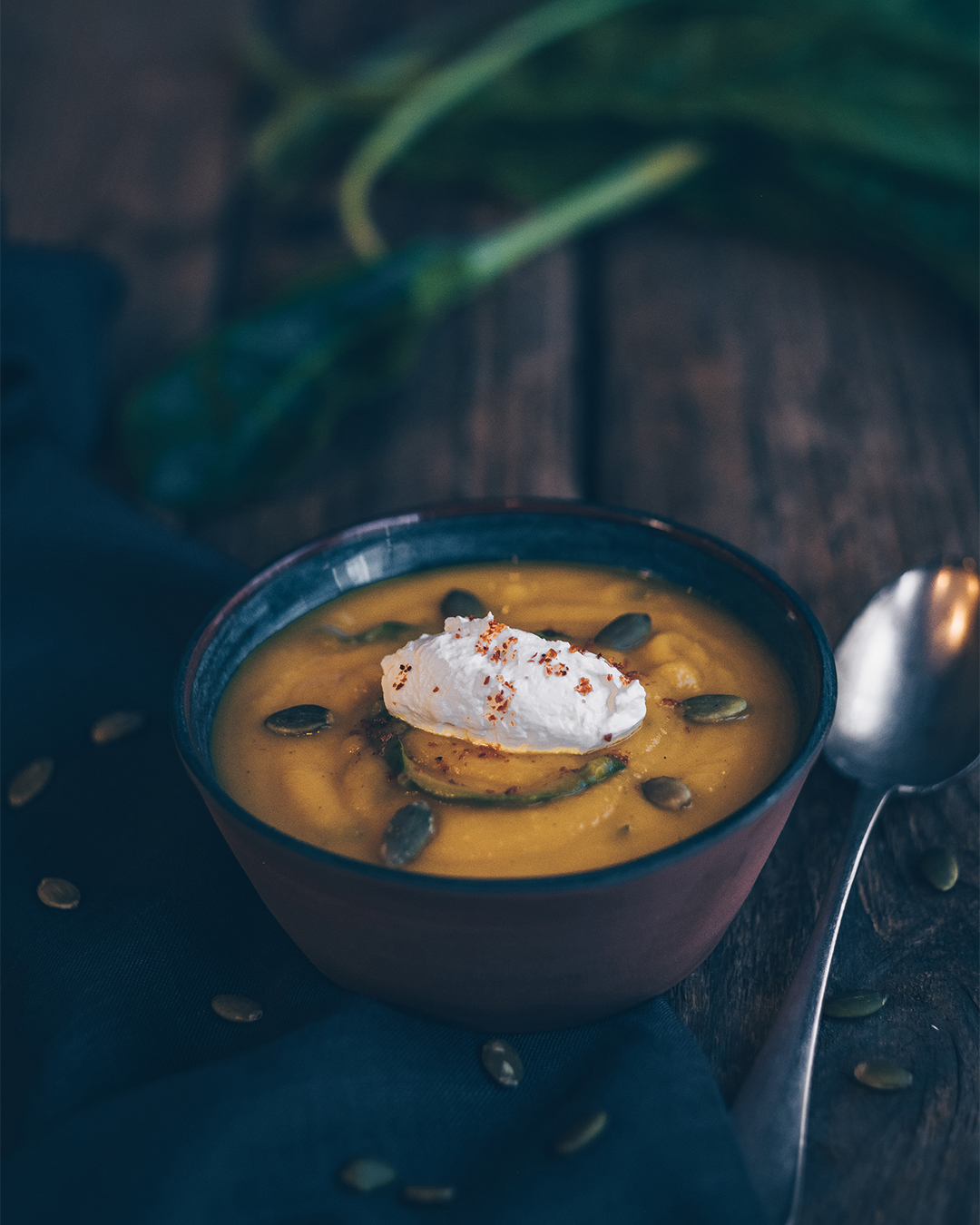 Gingered Pumpkin Soup with Swiss Chard