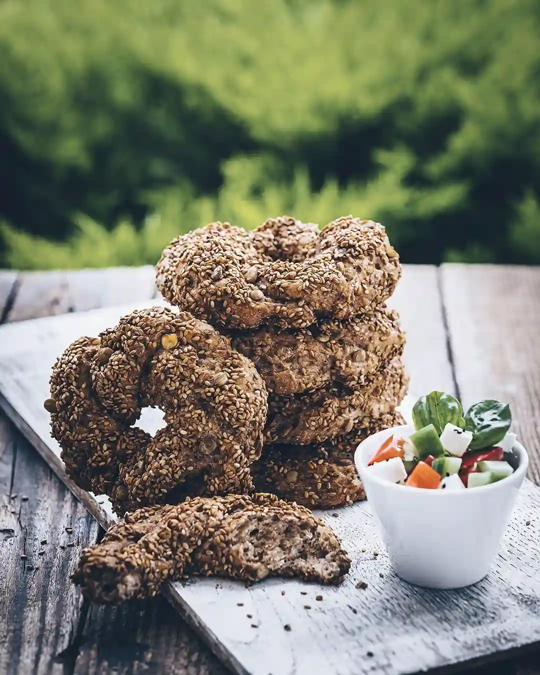 Bagels with Green Lentils